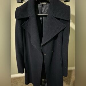 DVF Wool/ cashmere women coat in navy blue color side pockets fully lined